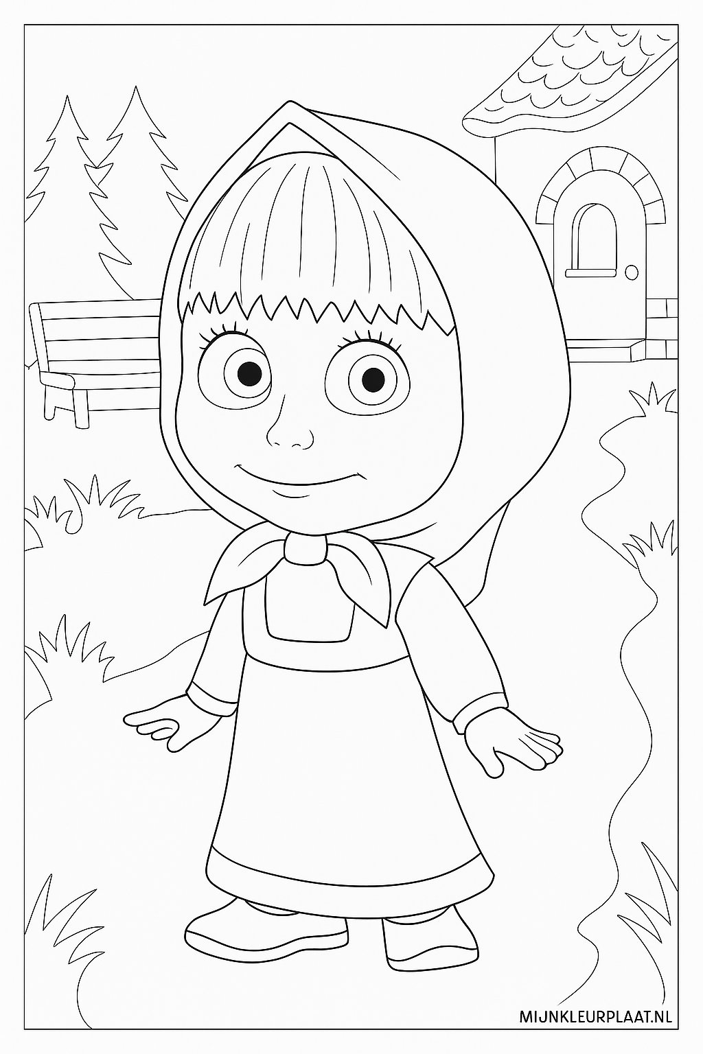 Free Masha and the Bear Coloring Page - Variant 3 Coloring Sheet for Kids