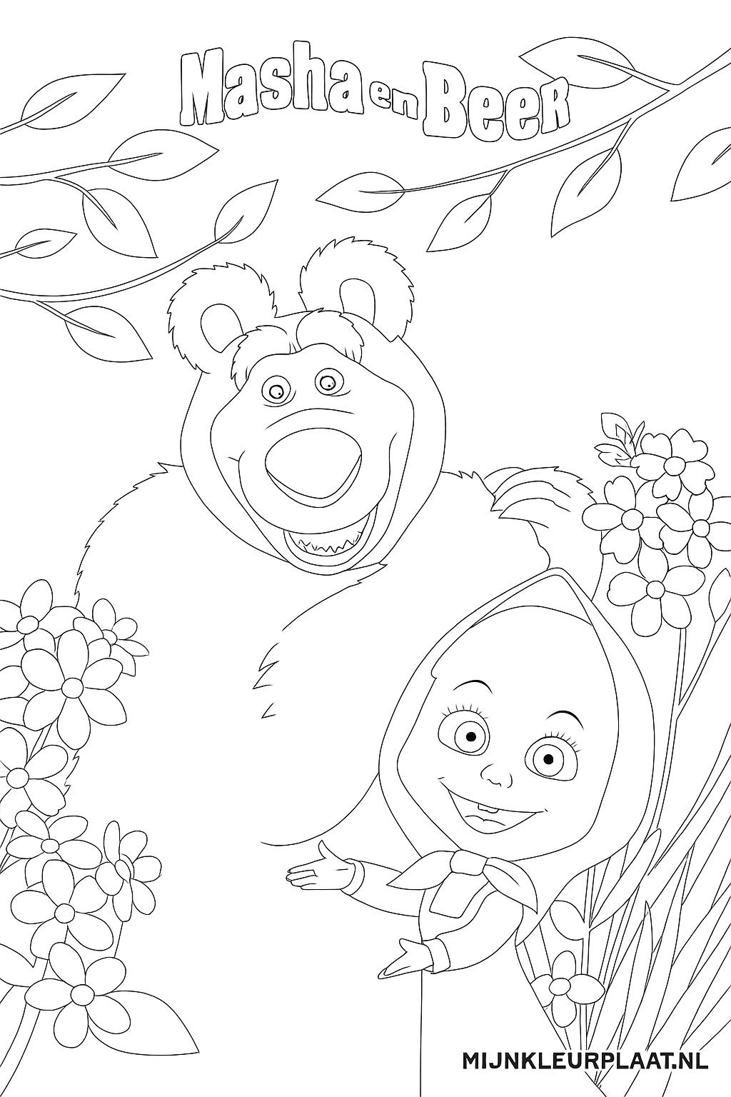 Free Masha and the Bear Coloring Page - Variant 3 Coloring Sheet for Kids