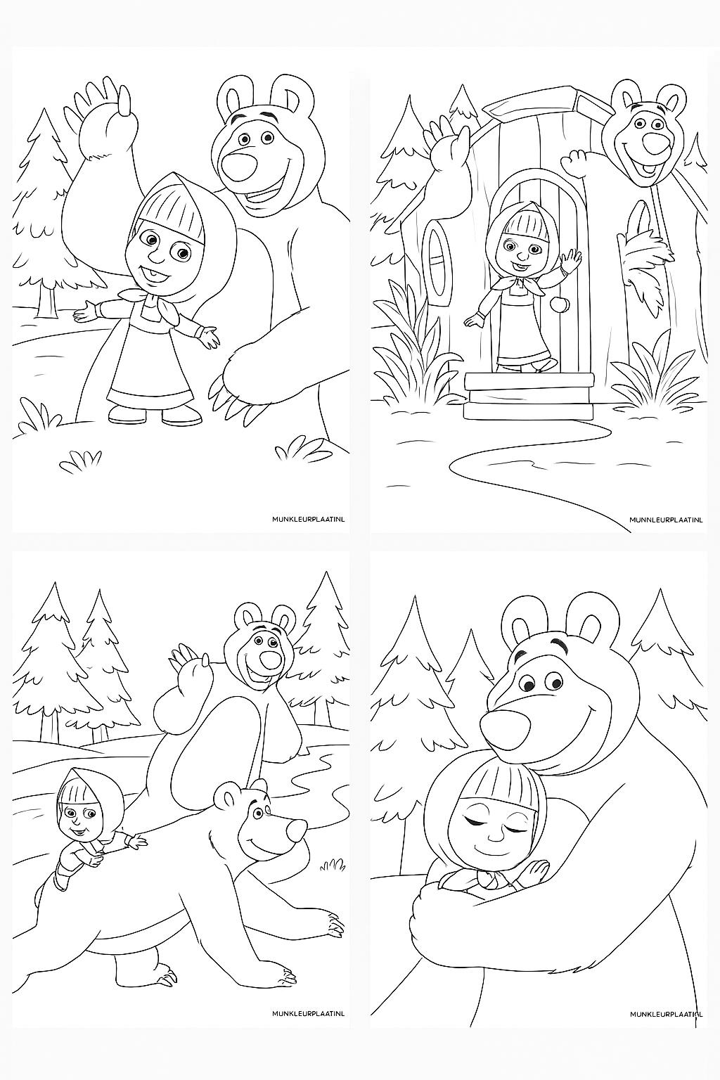 Free Printable Masha and the Bear Coloring Page - Variant 4 Coloring Sheet for Kids