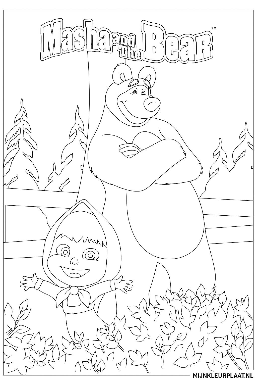 Free Printable Masha and the Bear Coloring Page - Variant 4 Coloring Sheet for Kids