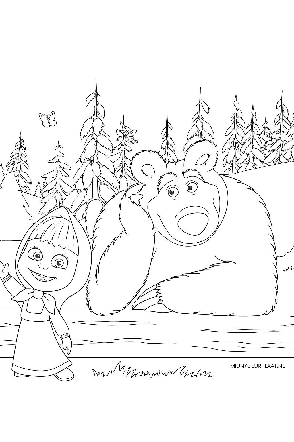 Free Printable Masha and the Bear Coloring Page - Variant 4 Coloring Sheet for Kids