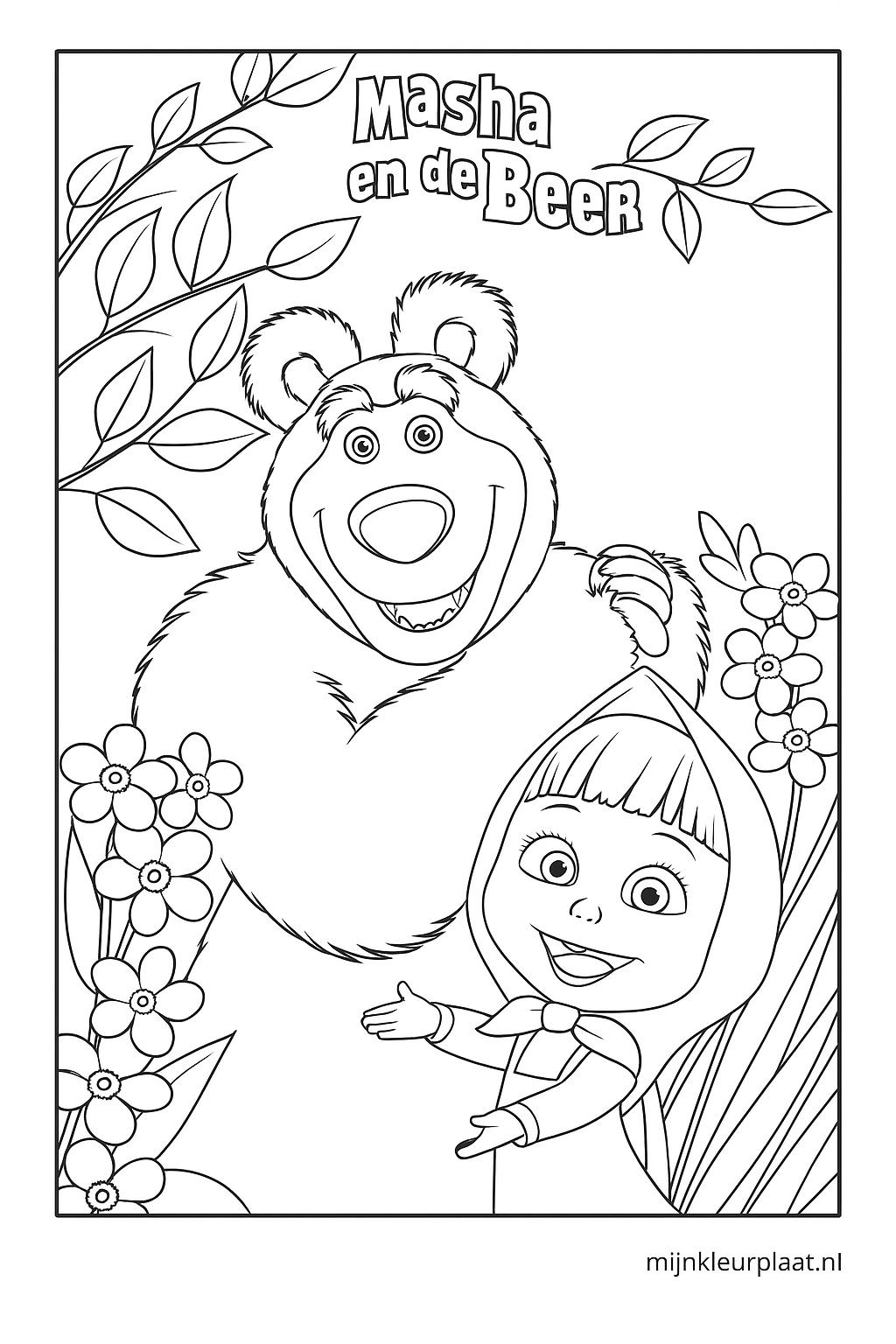 Free Printable Masha and the Bear Coloring Page - Variant 4 Coloring Sheet for Kids