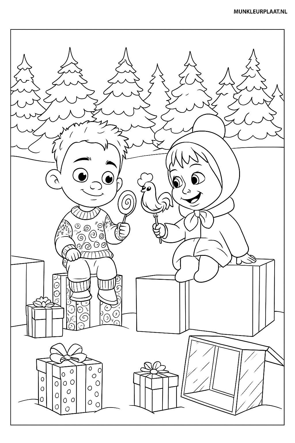 Free Masha and the Bear Coloring Page - Variant 3 Coloring Sheet for Kids