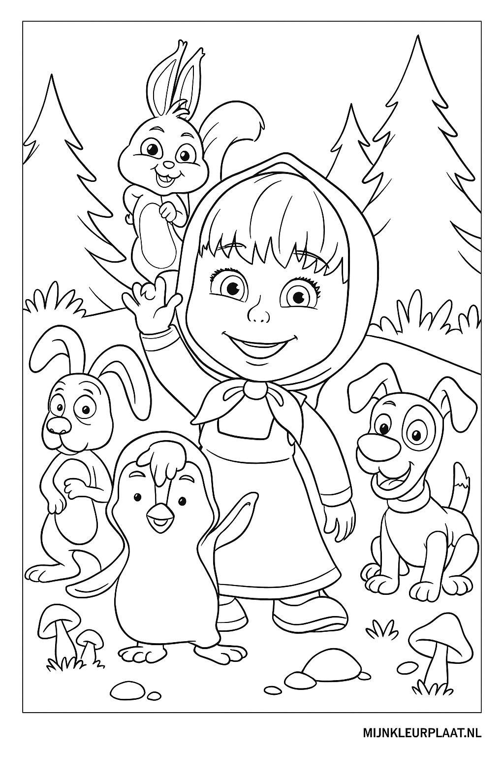 Free Printable Masha and the Bear Coloring Page - Variant 4 Coloring Sheet for Kids