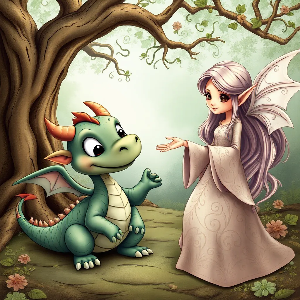 Schattige Draak Met Een Anne Stokes Elf coloring page for children