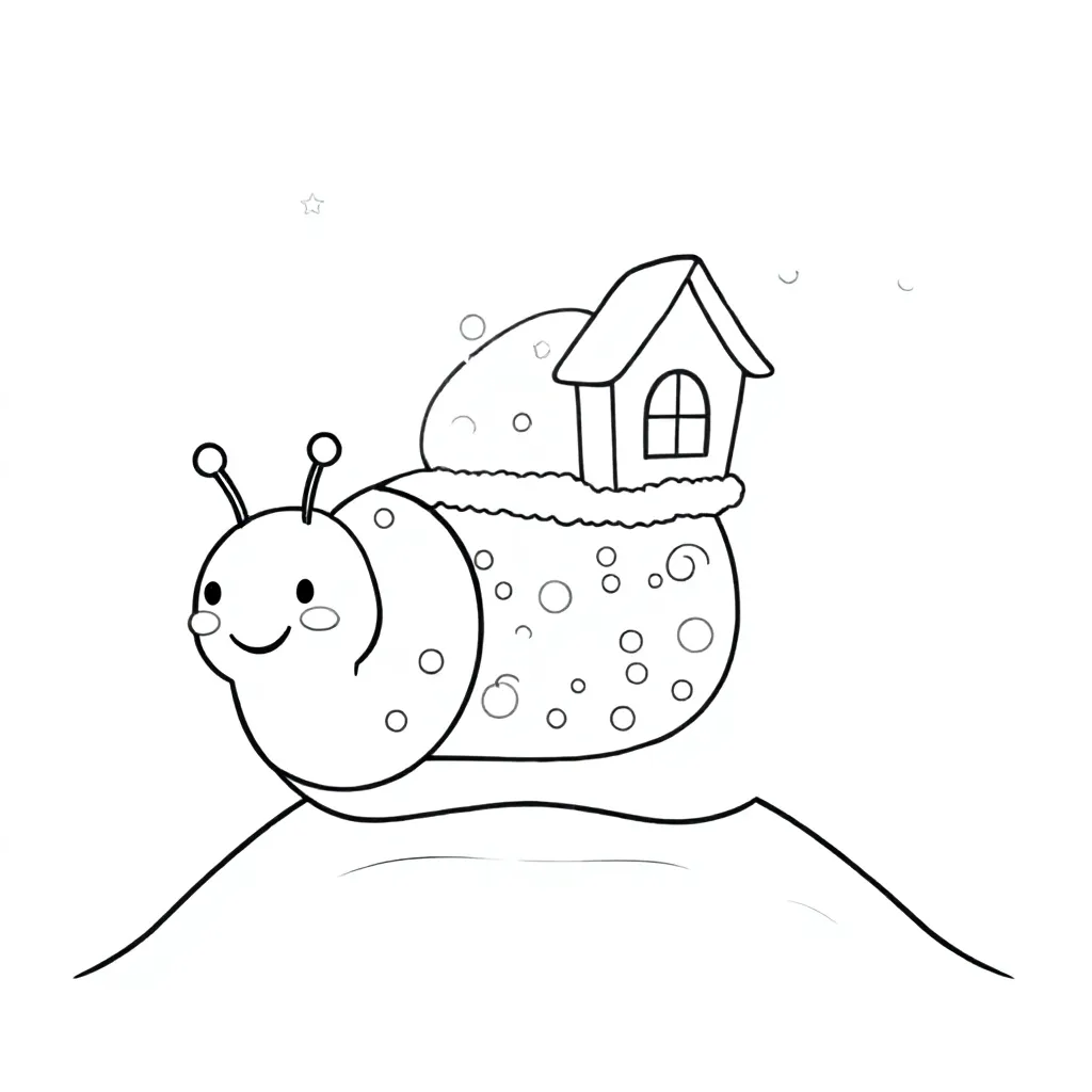 Sterrennacht Slak Draagt Glimmend Mos Huisje Vol Droomlic... coloring page for children