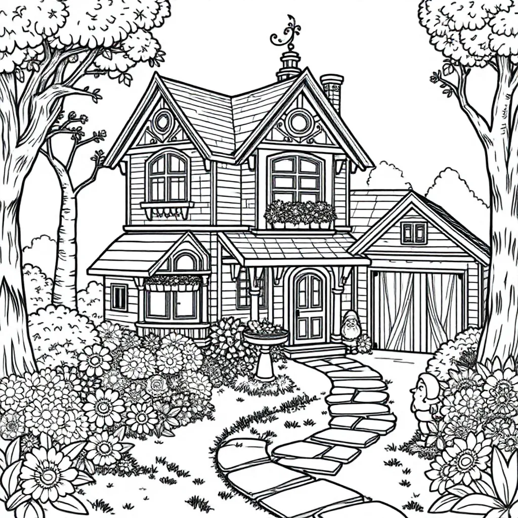 3D Huis Schuurtje Garage coloring page for children