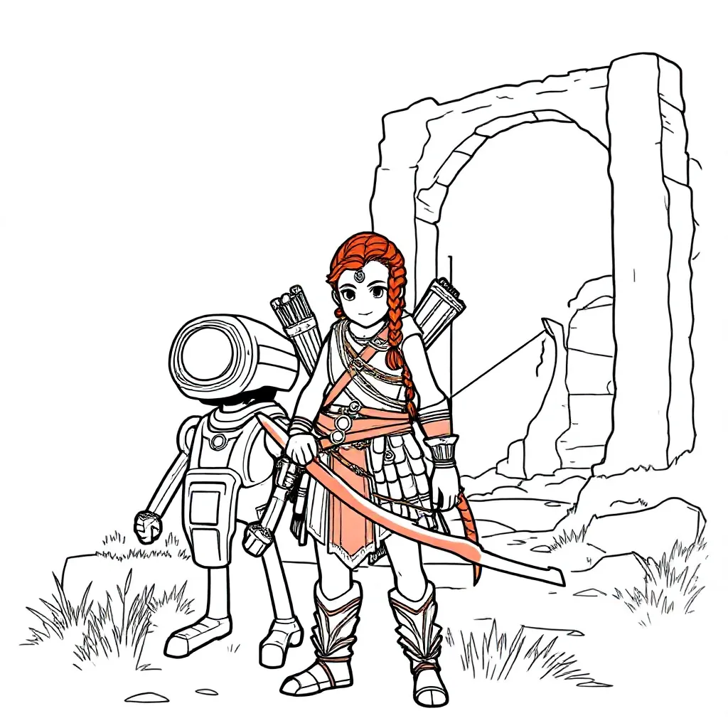 Feuille de coloriage Horizon Forbidden West gratuite pour enfants