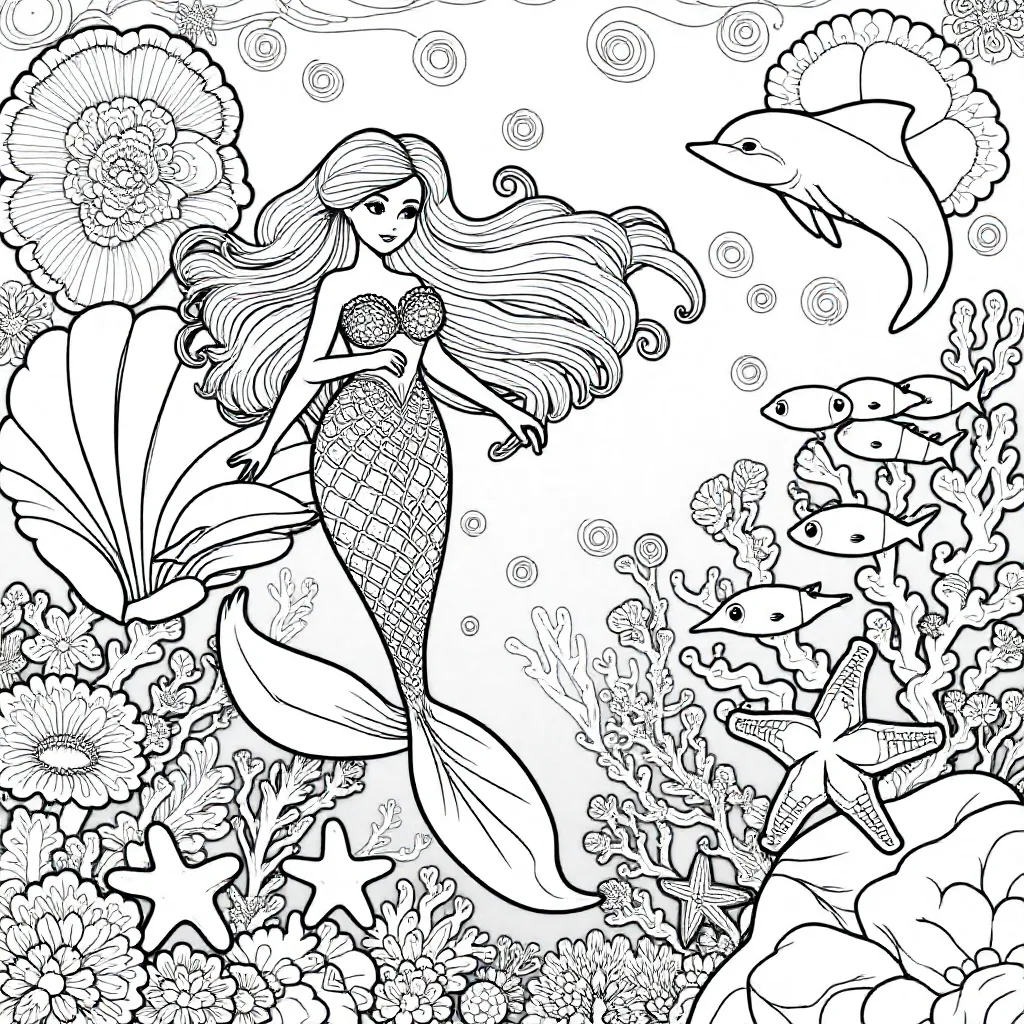 Free Mermaid Coloring Page for Kids