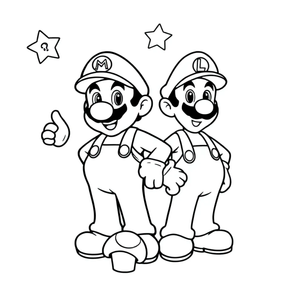 Super Mario En Luigi coloring page for children