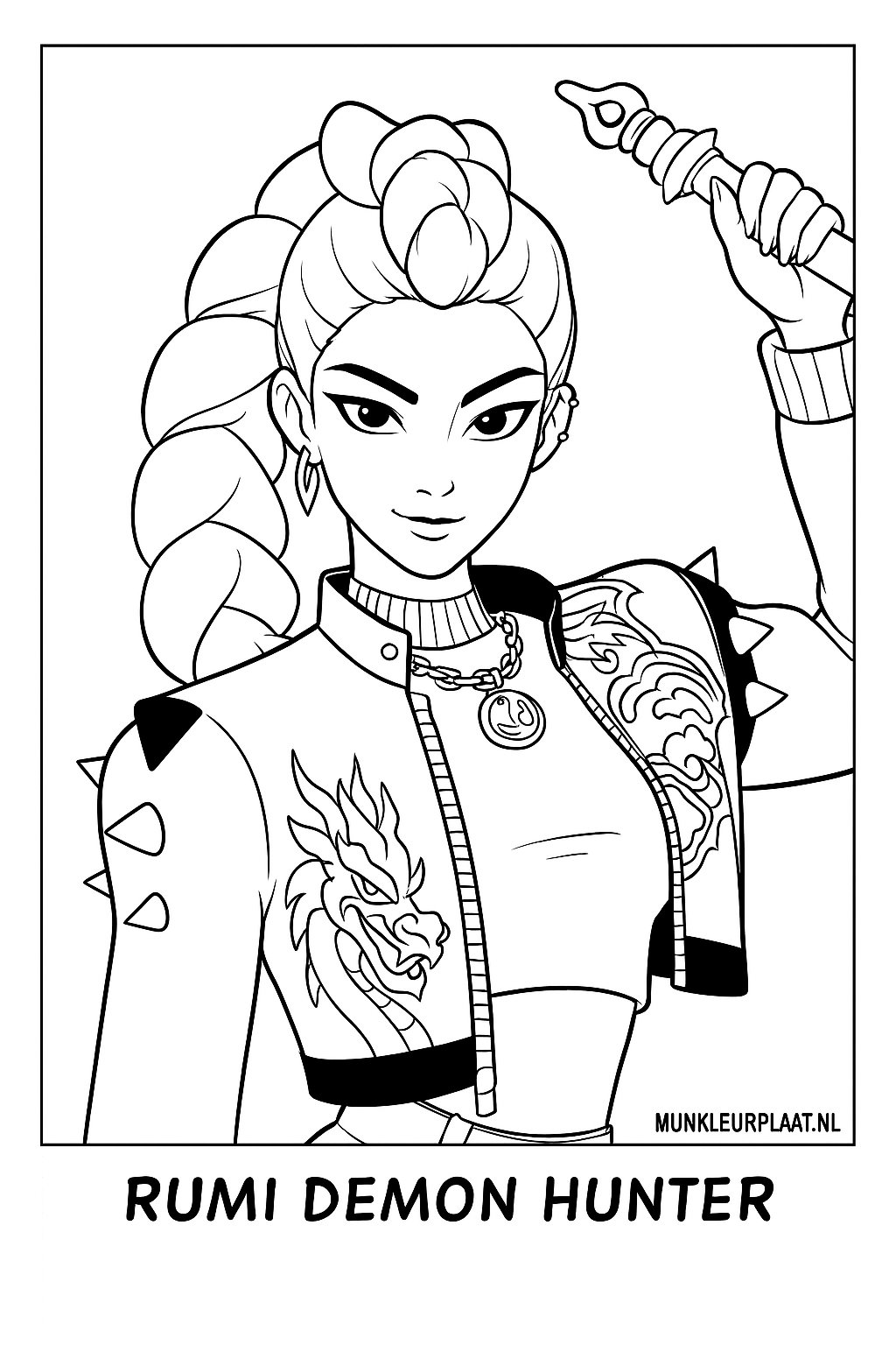 Feuille de coloriage gratuite chasseurs de démons Rumi - Variante 4 Feuille de coloriage pour enfants