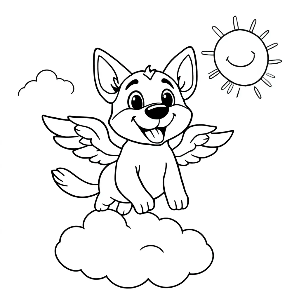 Vliegende Mechelse Herder coloring page for children
