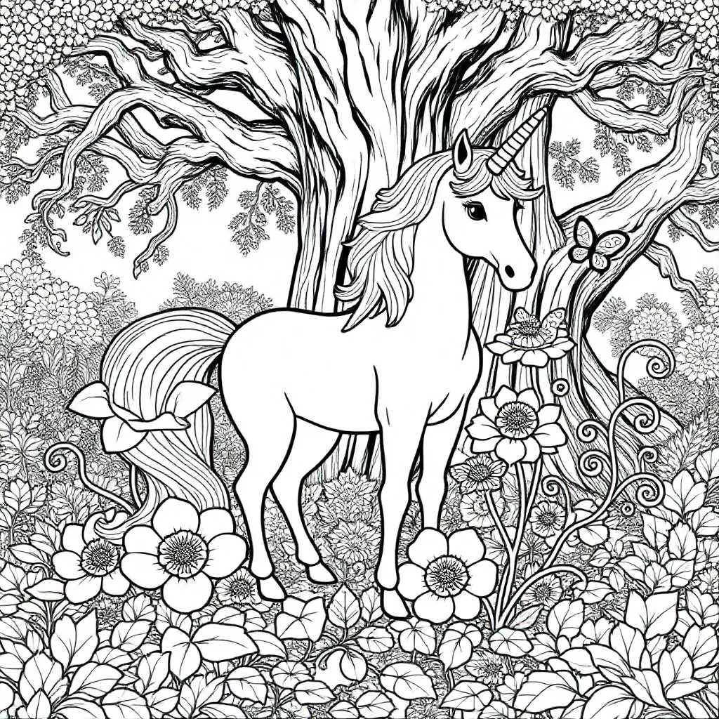 Feuille de coloriage licorne pour enfants