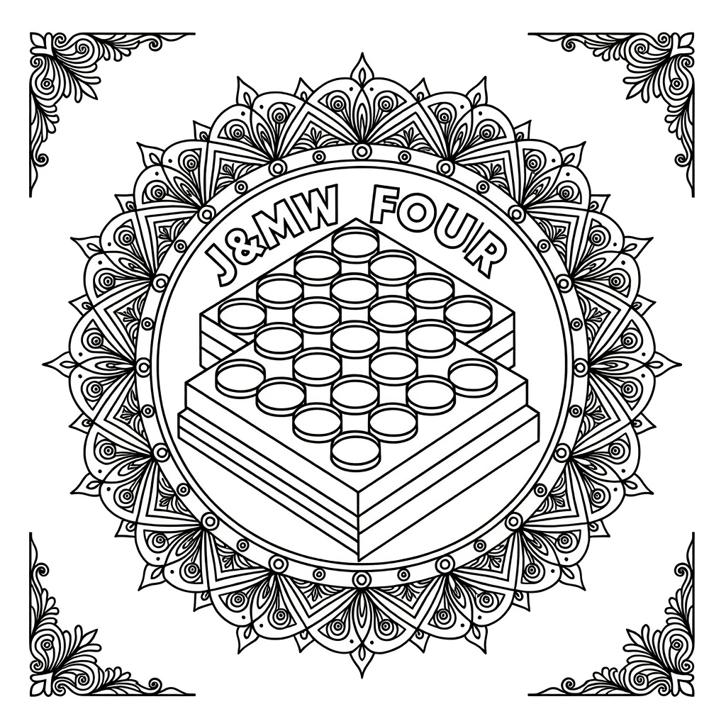 Un tablero de cuatro en raya y la leyenda "colorear para niños"