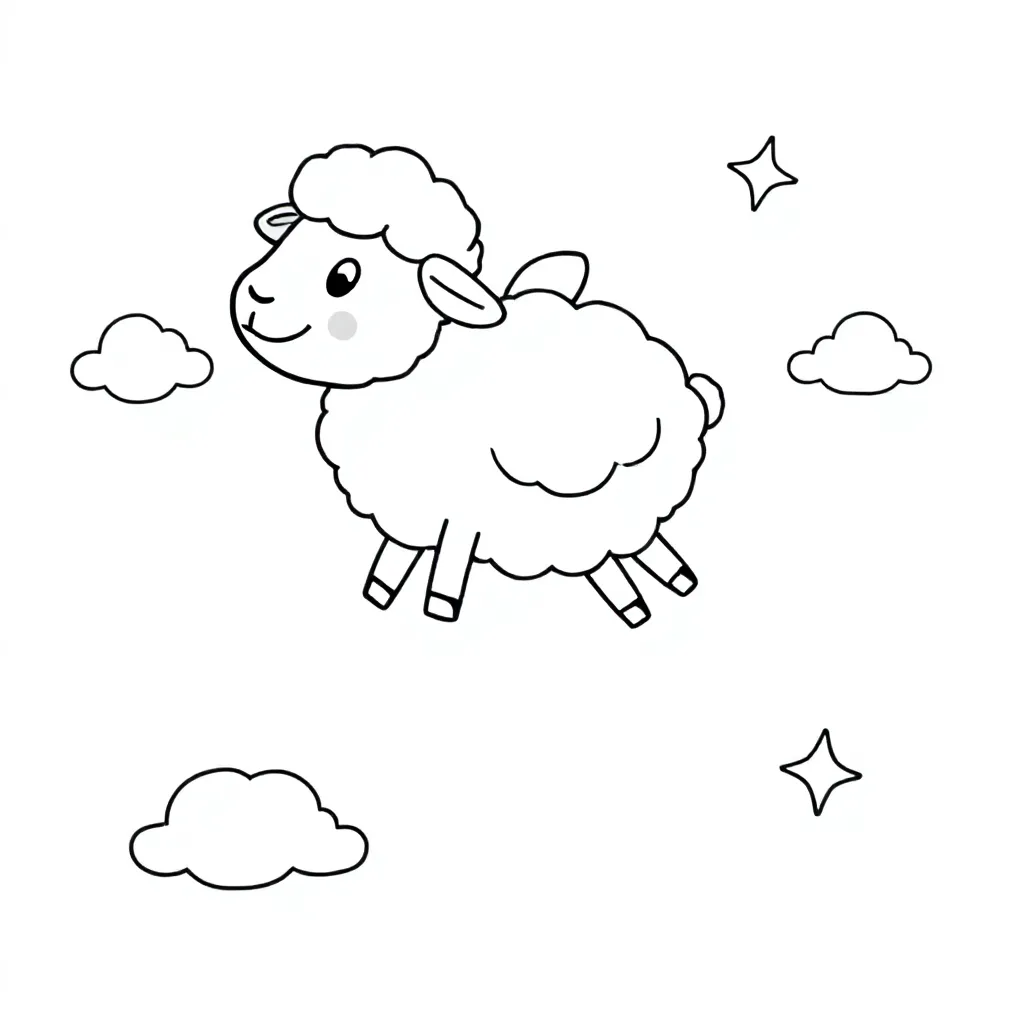 Flying Sheep Coloring Page for Kids