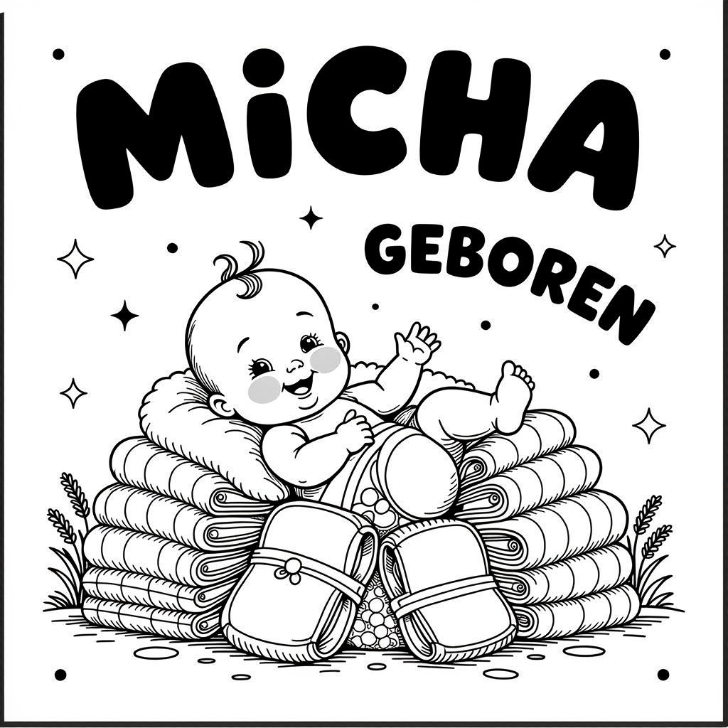 baby tussen luiers coloring page for children