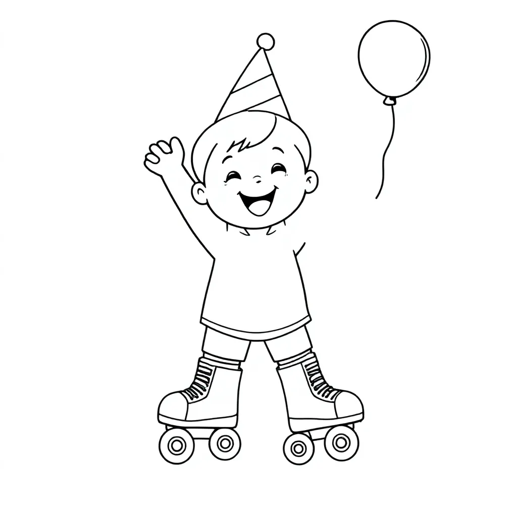 peuter jarig rolschaatsen coloring page for children