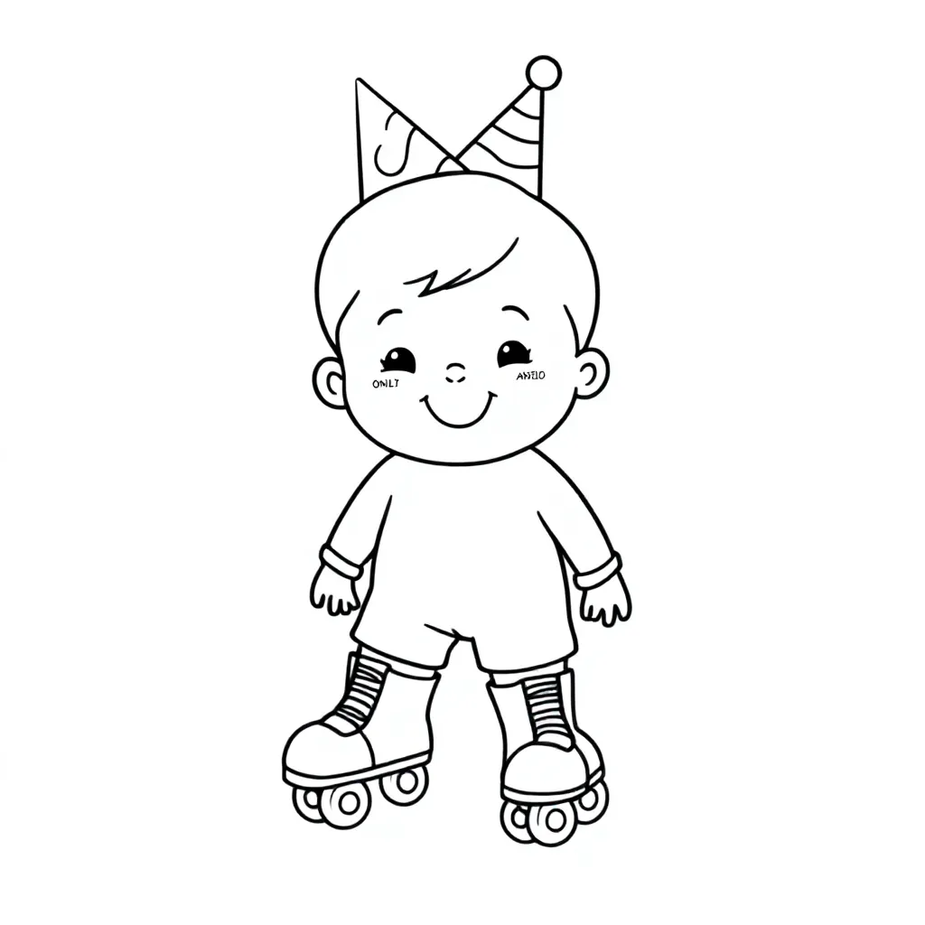 peuter jarig twee armen en twee rolschaatsen coloring page for children