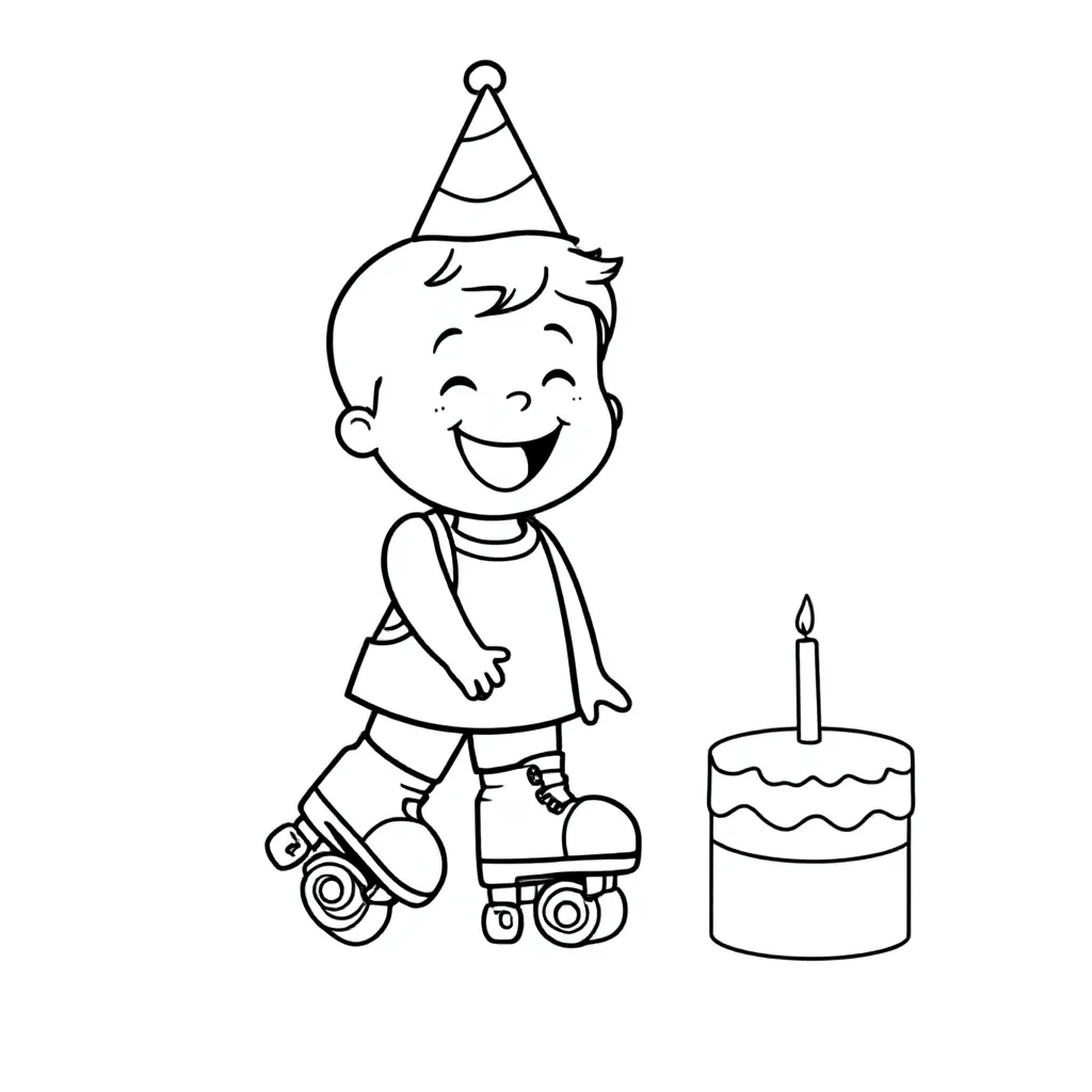 peuter jarig twee armen en twee rolschaatsen coloring page for children