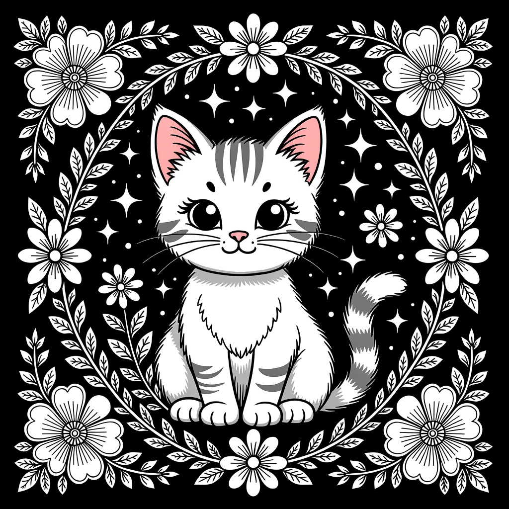 kitten coloring page for children