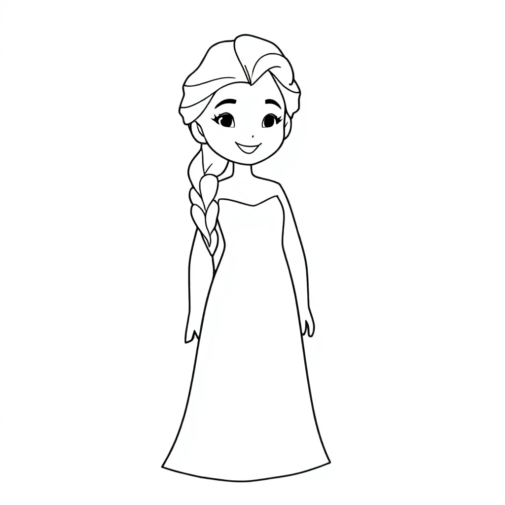 elsa in de sneeuw met een glimlach coloring page for children
