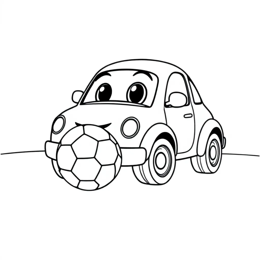 auto, voetbal coloring page for children