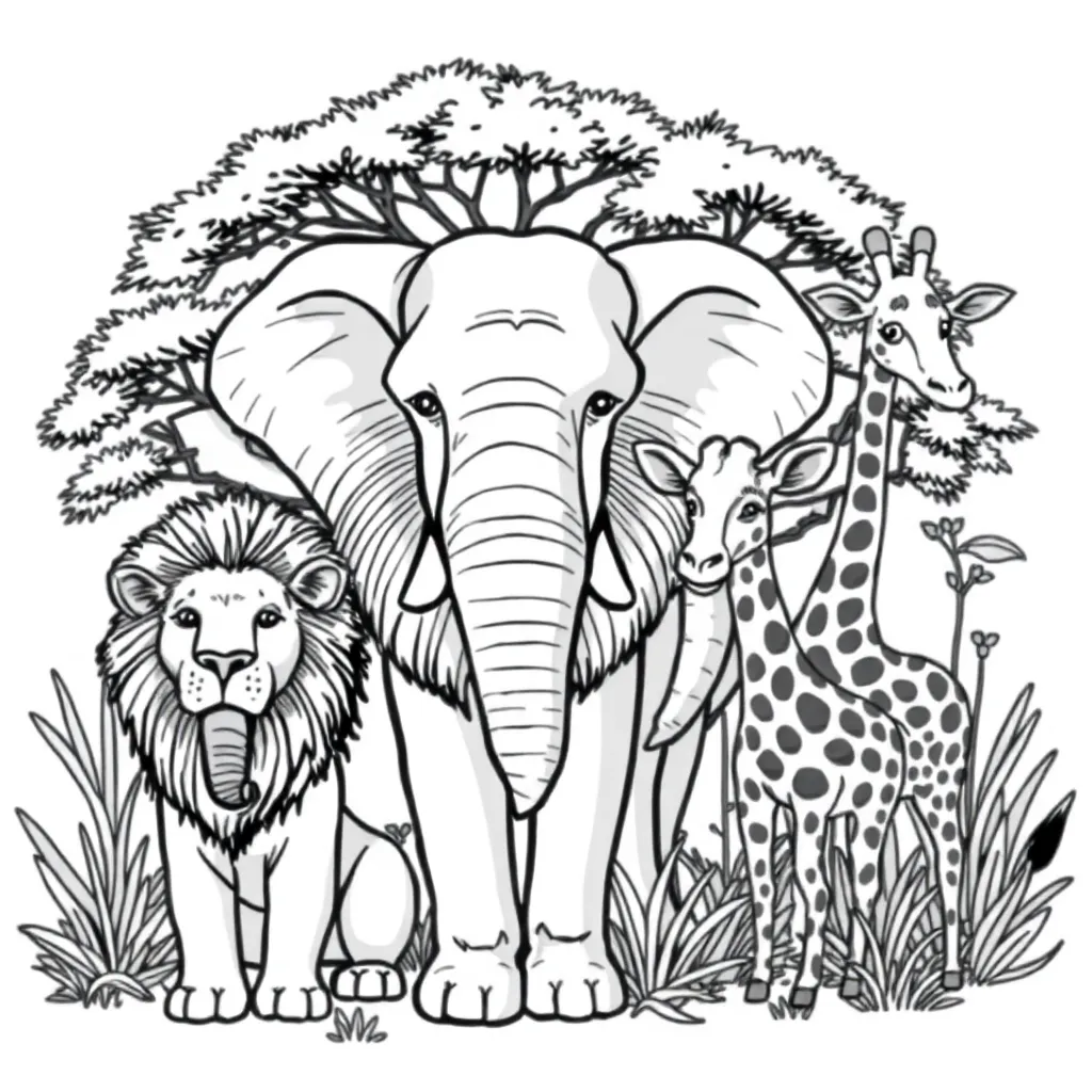 Feuille de coloriage gratuite Animaux sauvages Feuille de coloriage pour enfants