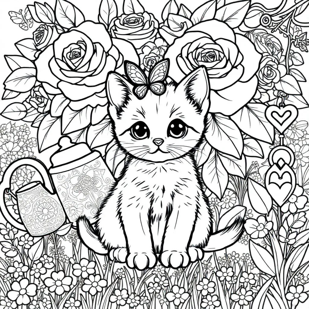 schattig katje coloring page for children