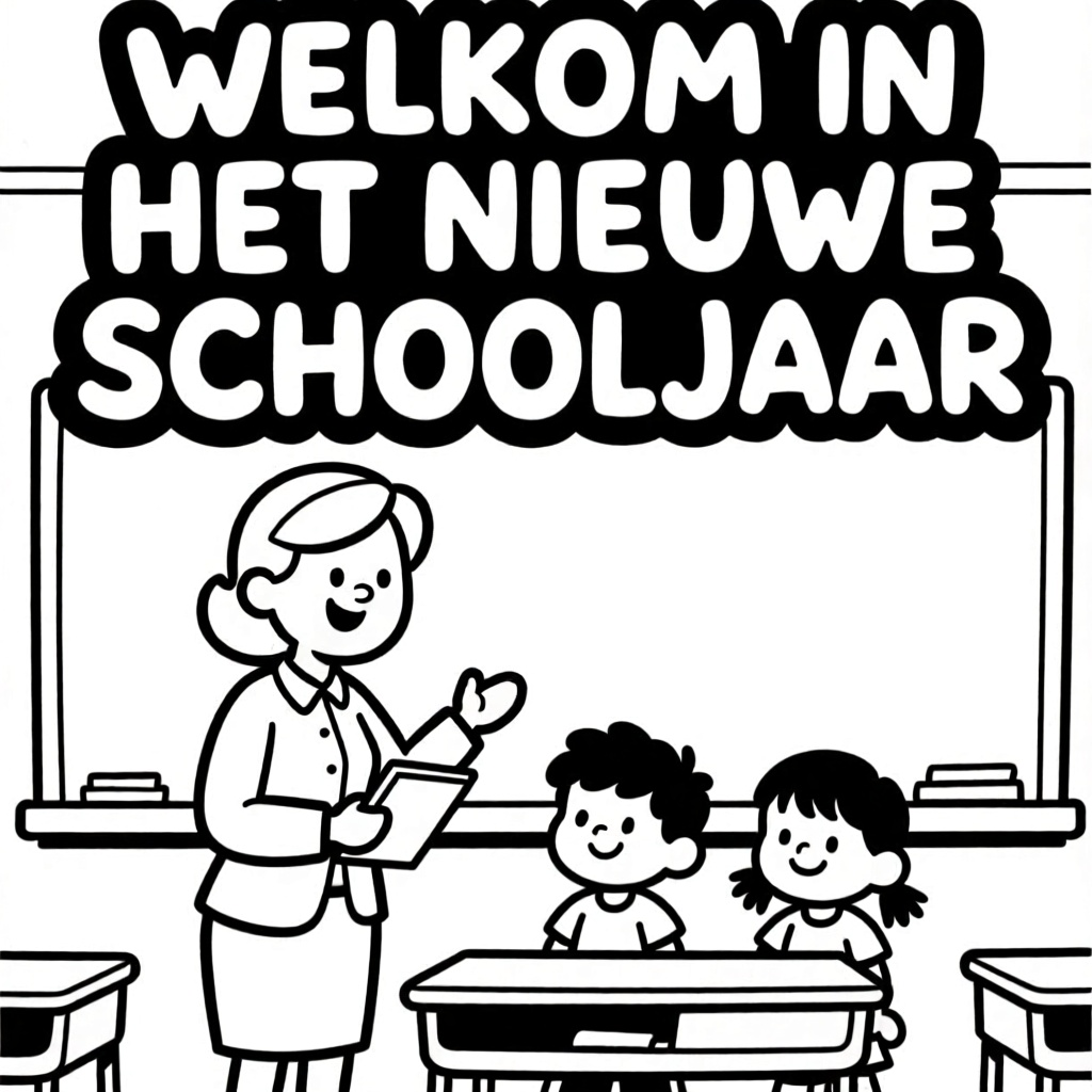 Schoolklas met kinderen coloring page for children