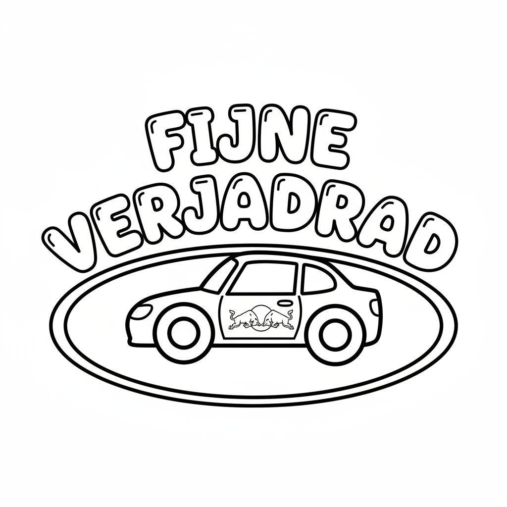 een racecircuit met een raceauto met een logo van redbull coloring page for children