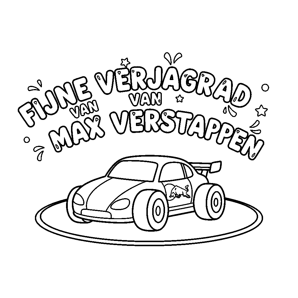 een racecircuit met een raceauto met een logo van redbull coloring page for children