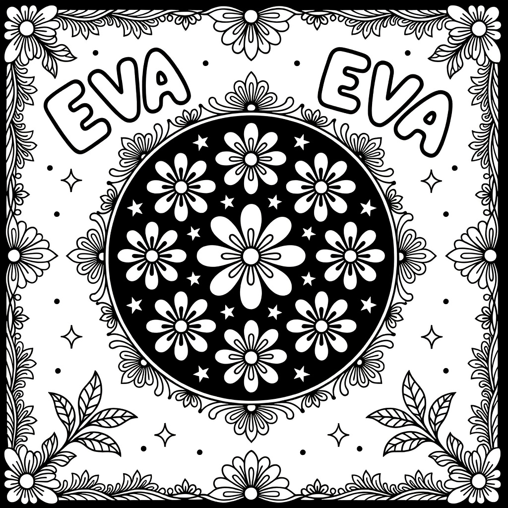 sterretjes met hartjes en bloemetjes coloring page for children