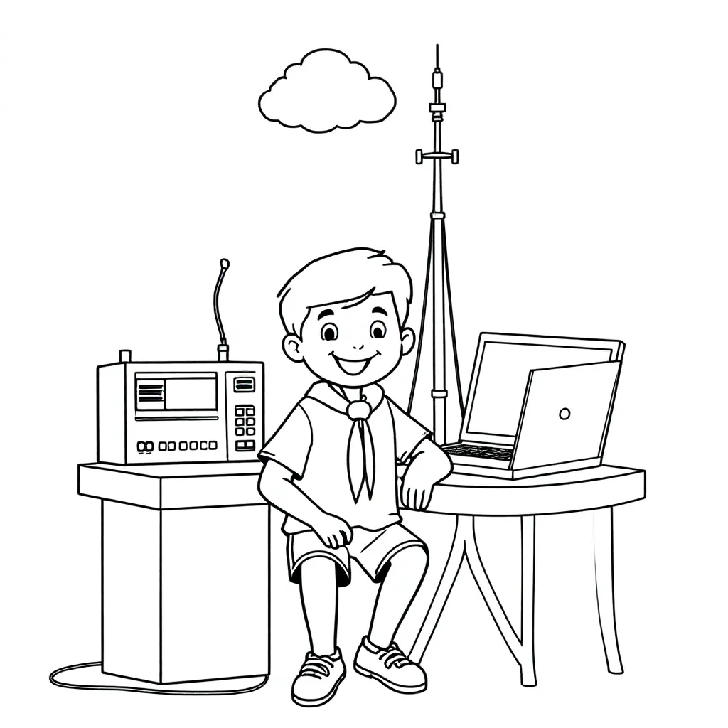 Jamboree on the air en Jamboree on the internet coloring page for children