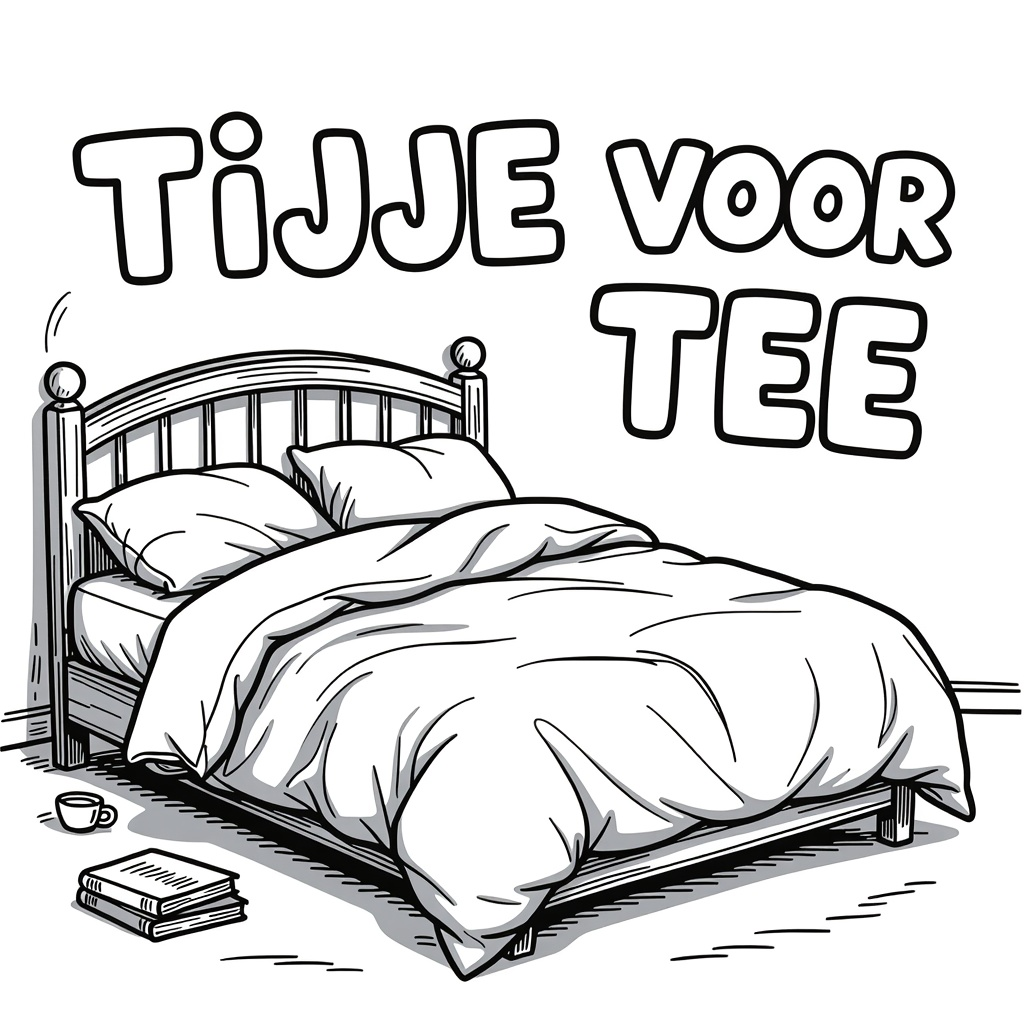 EEN TWEEPERSOONSBED MET VERFROMMELDE LAKENS coloring page for children