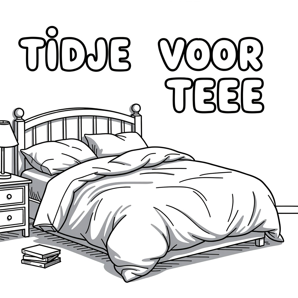 EEN TWEEPERSOONSBED MET VERFROMMELDE LAKENS coloring page for children