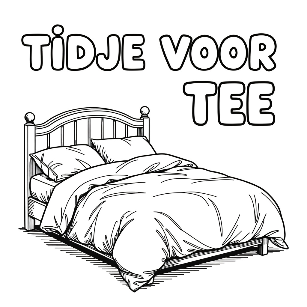 EEN TWEEPERSOONSBED MET VERFROMMELDE LAKENS coloring page for children