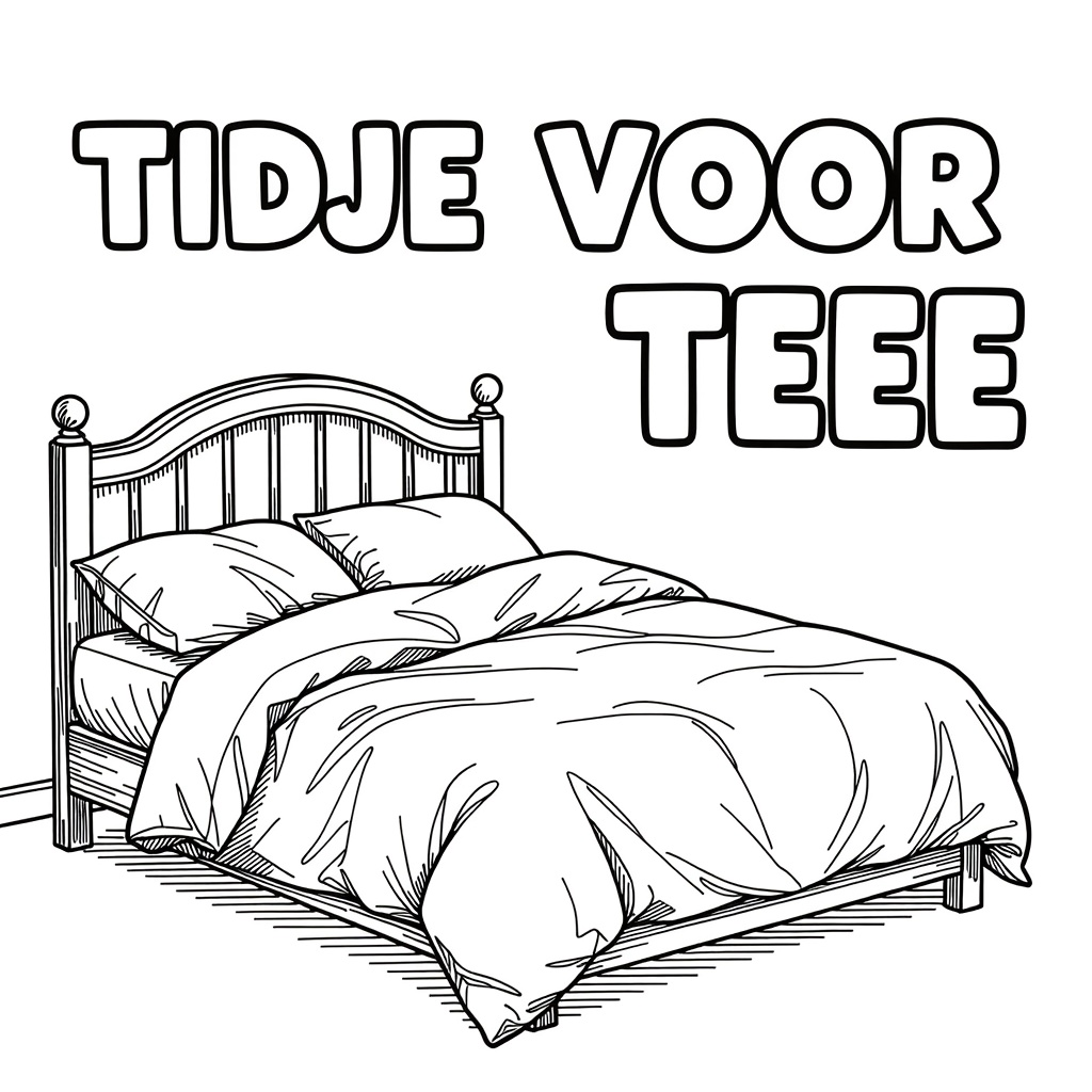 EEN TWEEPERSOONSBED MET VERFROMMELDE LAKENS coloring page for children
