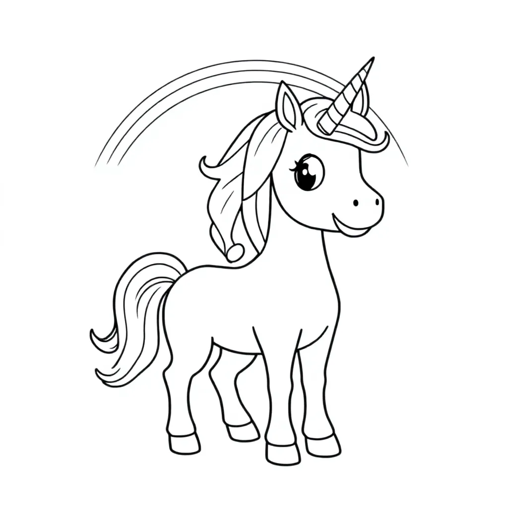 Regenboog, unicorn. De naam: YARA. Feestelijk thema coloring page for children