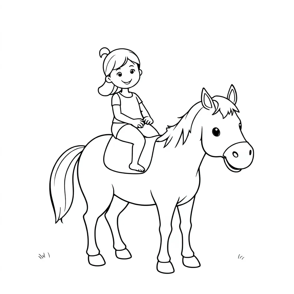 meisje op een paard coloring page for children
