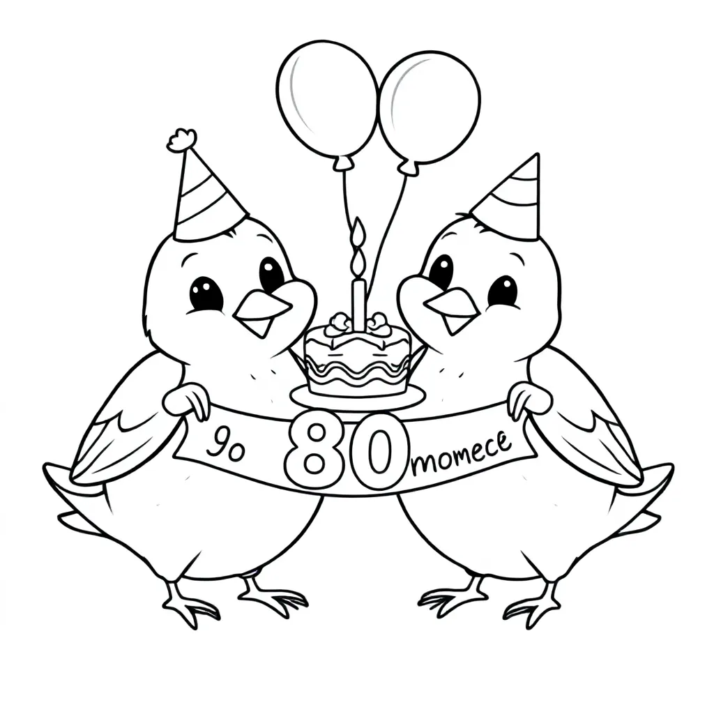 vogeltjes 80e verjaardag liefste meme van de hele wereld coloring page for children