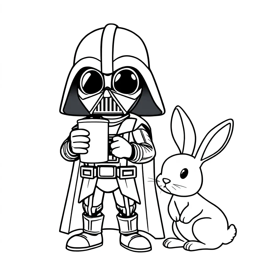 i like my coffee on the dark side  darth vader  konijn coloring page for children