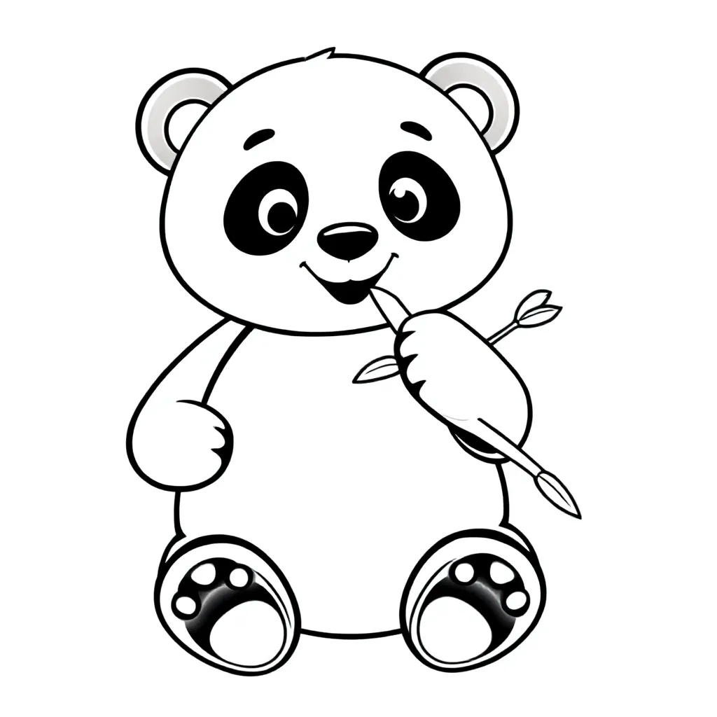 een schattige panda die bamboe eet coloring page for children