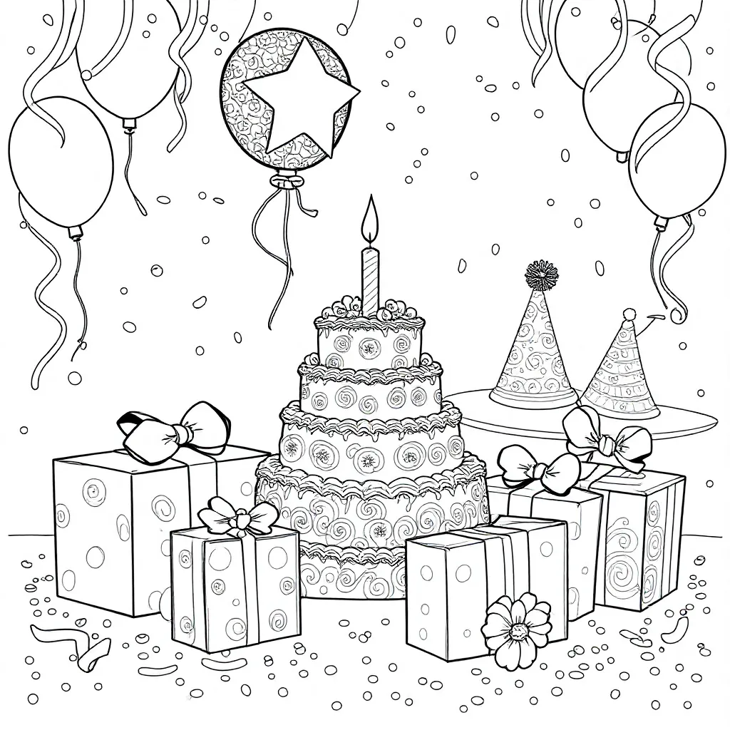 verjaardag coloring page for children