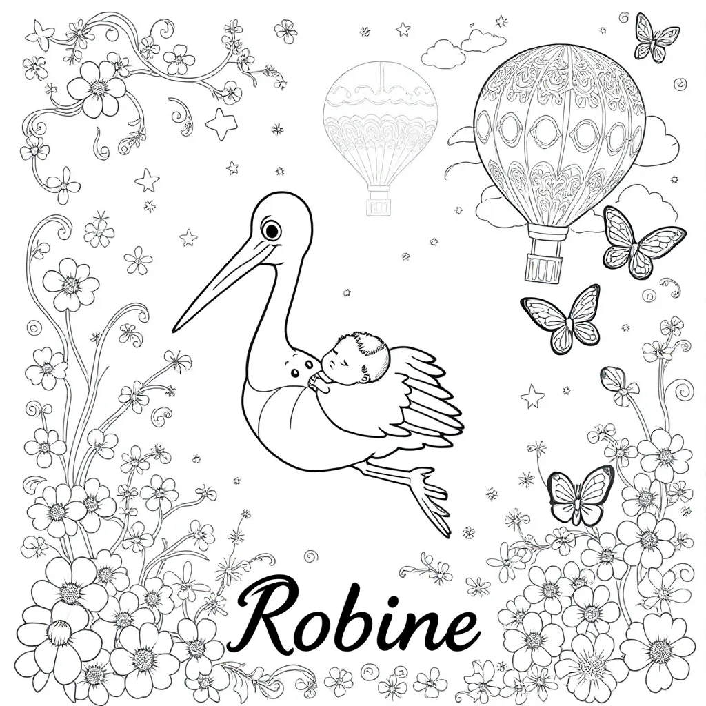 geboorte meisje Robine coloring page for children