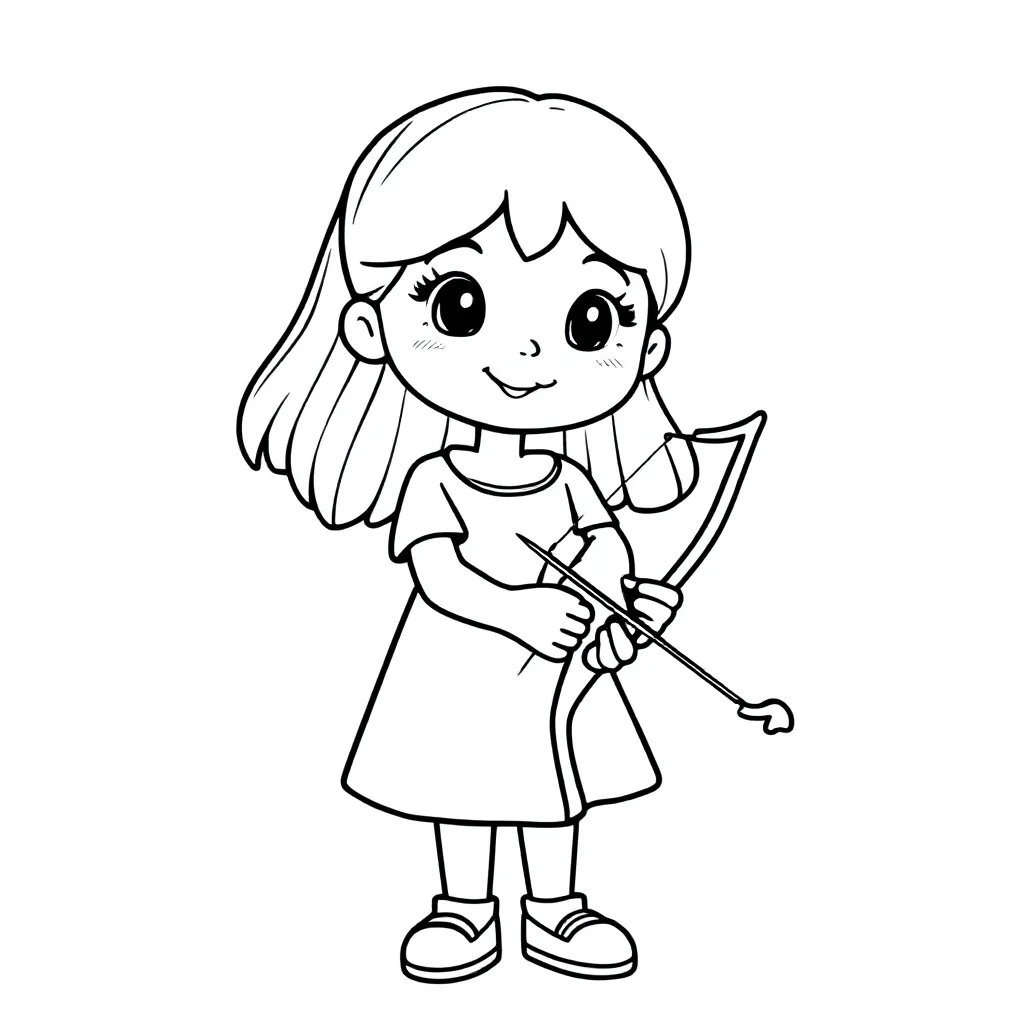 Mädchen mit bogen coloring page for children