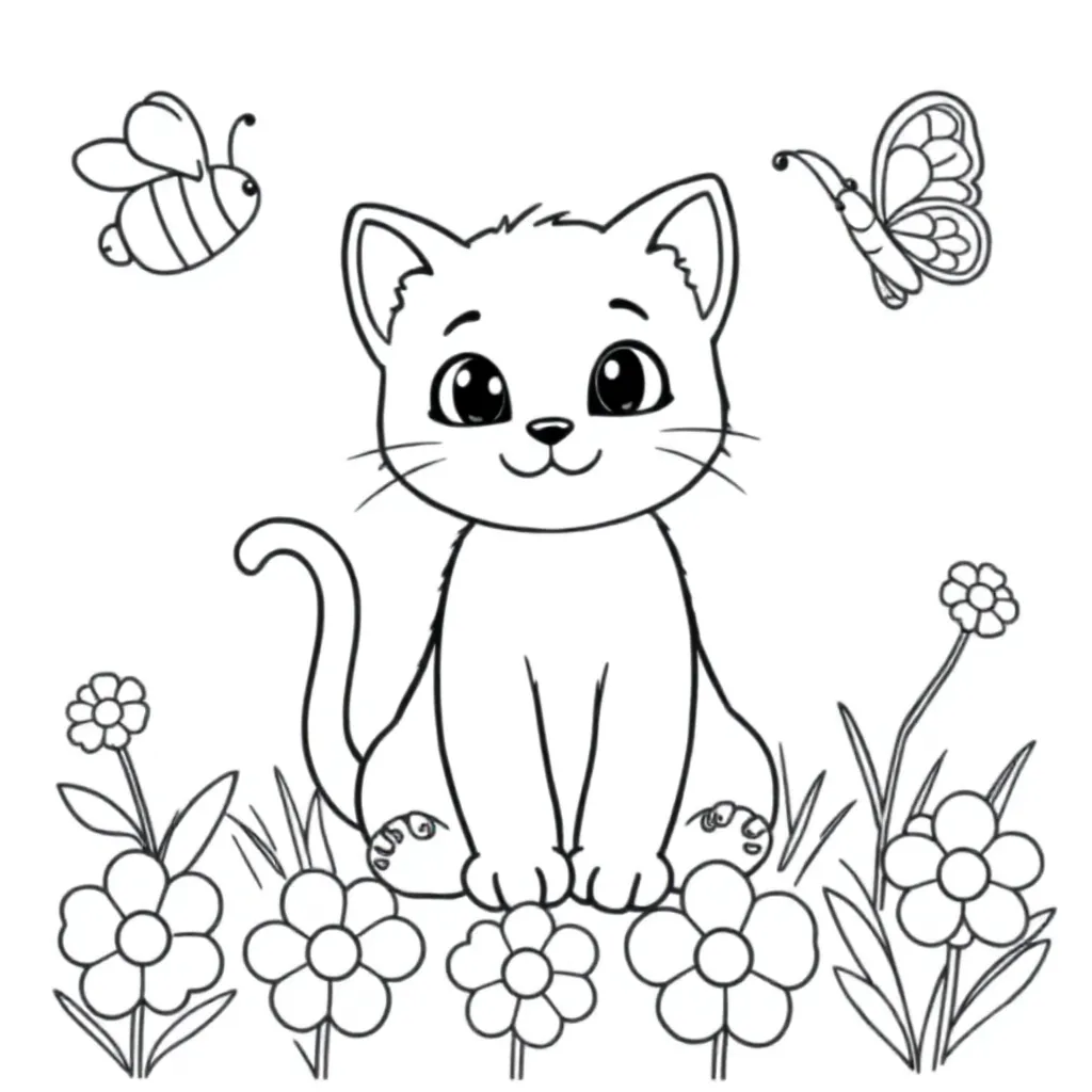 Kitten coloring page for children