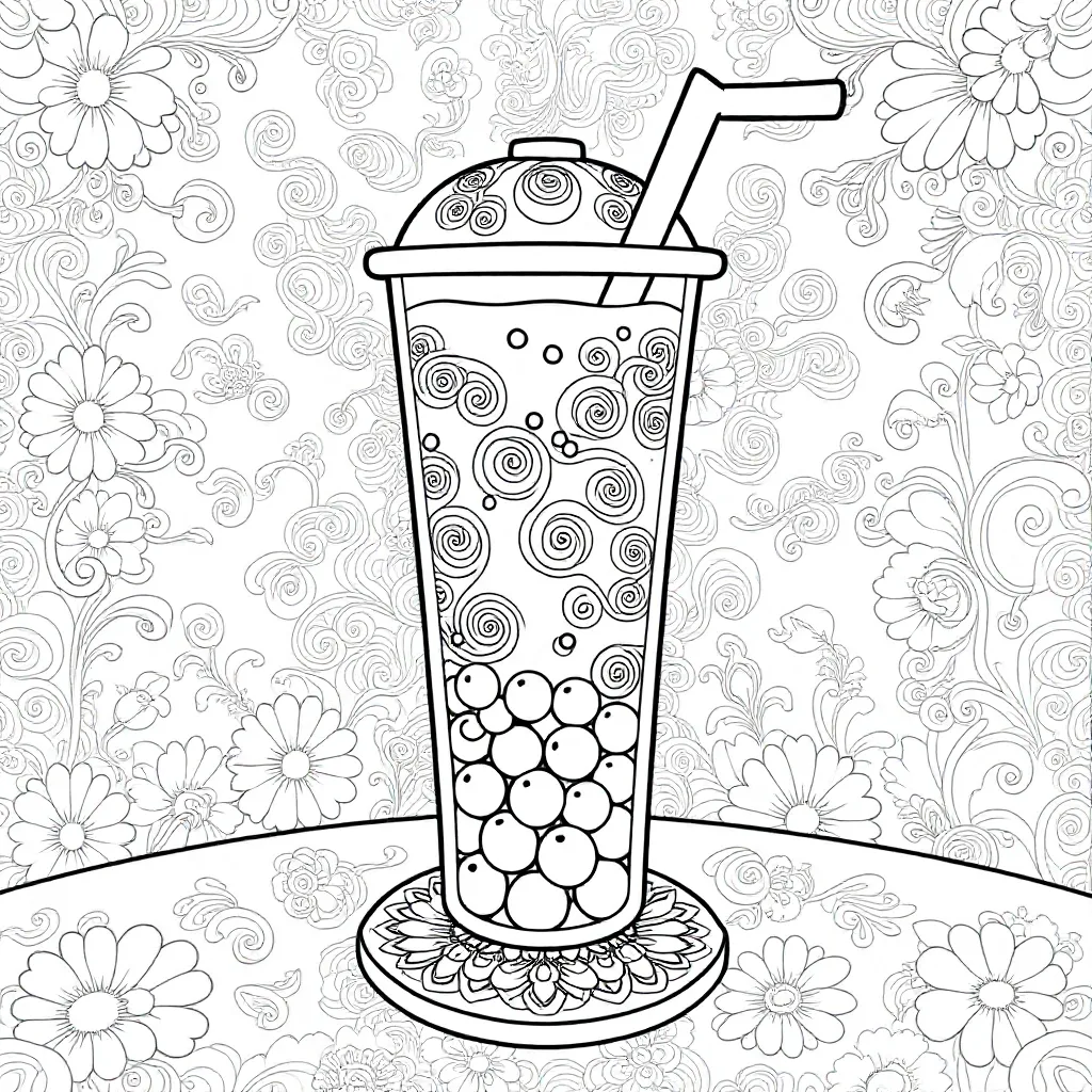 boba tea coloring page for children
