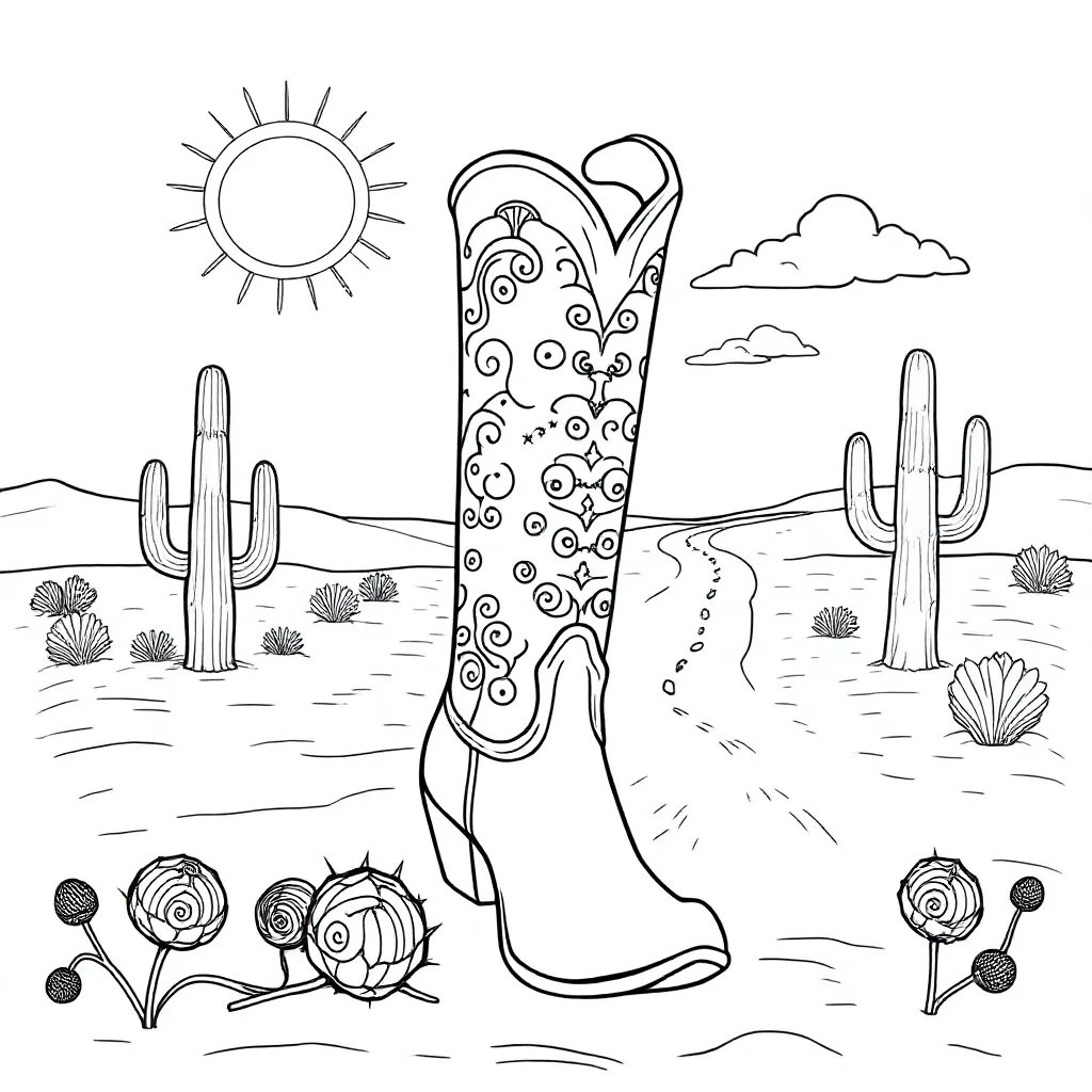 boot coloring page for children