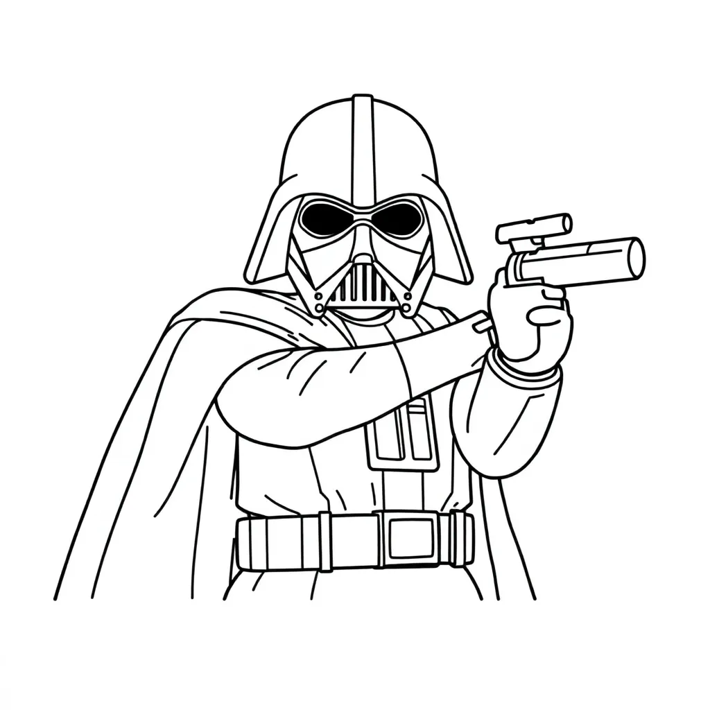 Star Wars Dark Vader Met Pistool coloring page for children