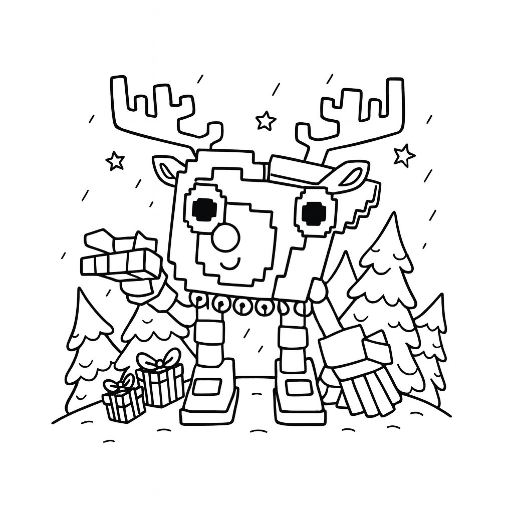 Kleurplaat van 6 7 kerst, variant 3